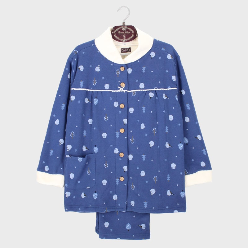 婦人E/Cシャギーボア衿付き前開きパジャマ《WEB》