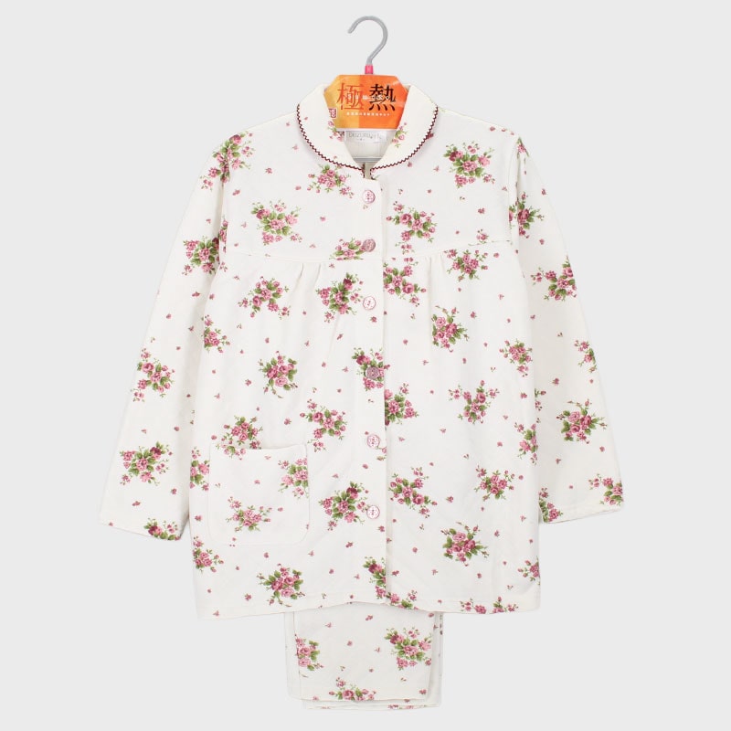 婦人『ORIZURU』E/C厚地キルト衿付き前開きパジャマ