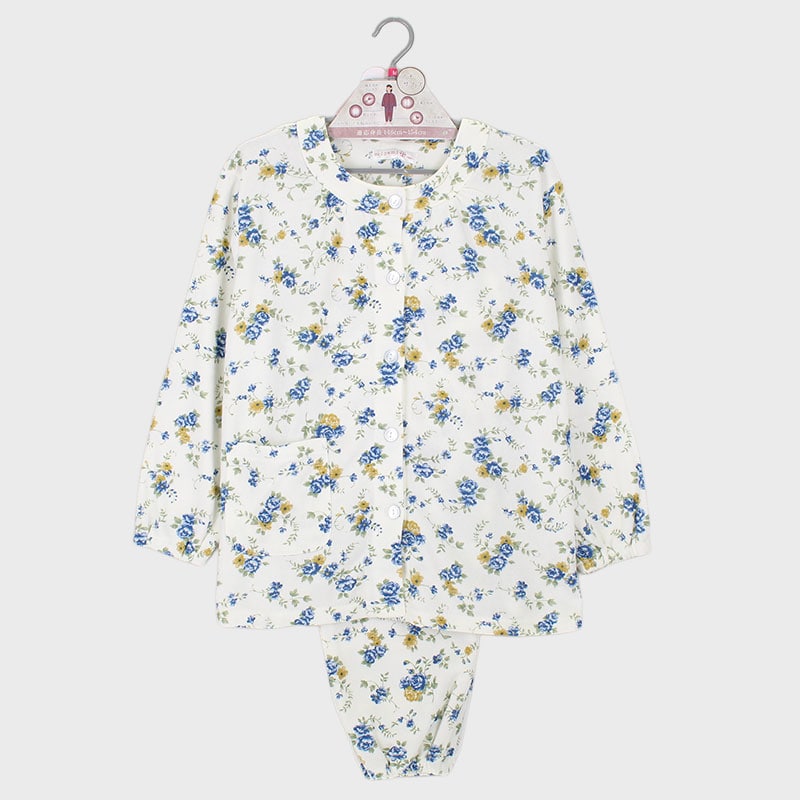 婦人『プチサイズ』E/Cシャギーミセス衿付き前開きパジャマ《WEB》