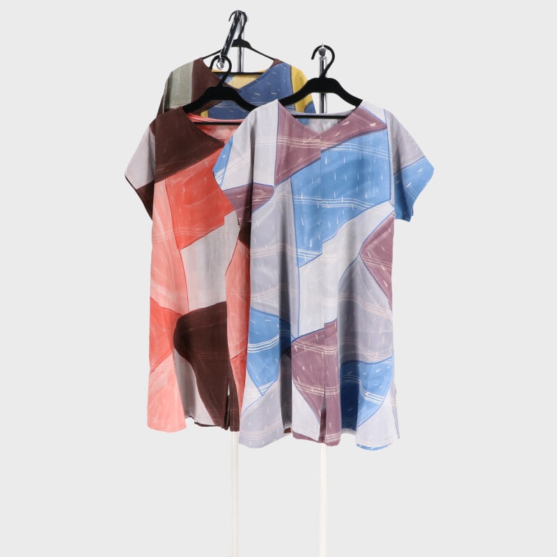 公式 卸 仕入れサイト Self Web Shop 大西衣料株式会社 インド綿半袖幾何学柄ワンピース レディースウェア 公式 卸 仕入れサイト Self Web Shop 大西衣料株式会社