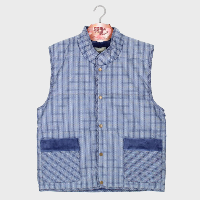 紳士スタンド衿裏ファー付きダウンベスト