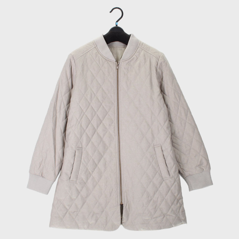 【在庫限り】婦人リブ付前ファスナー中わたコート