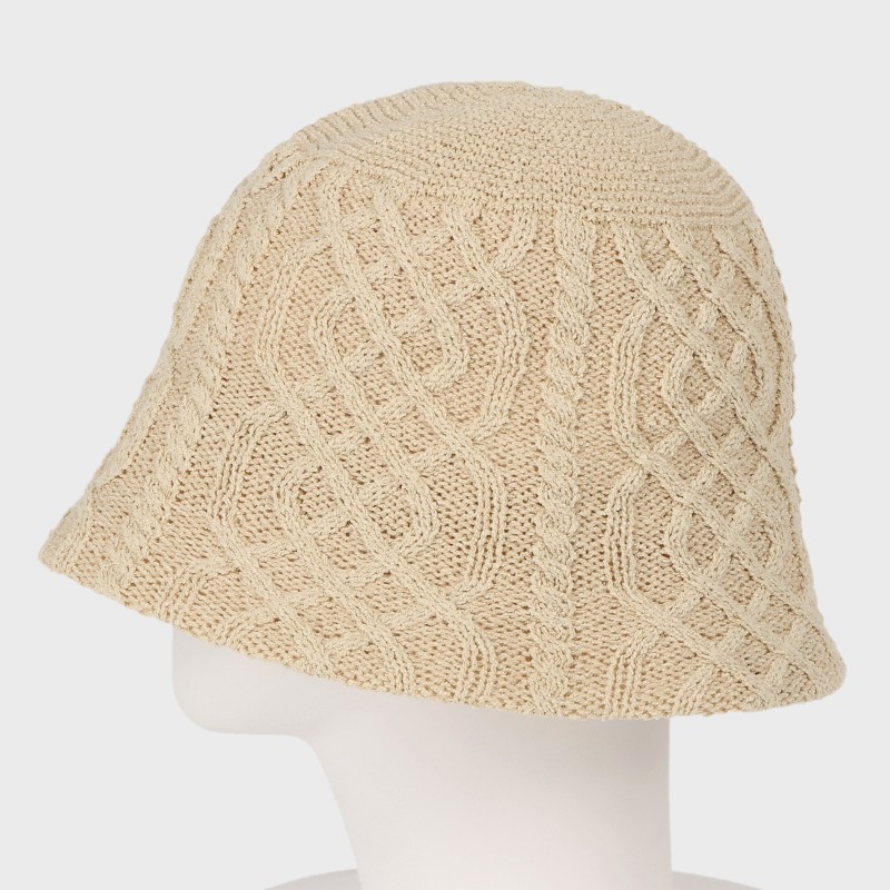 サーモ柄編みベルクロッシェハット/サイズ調節可