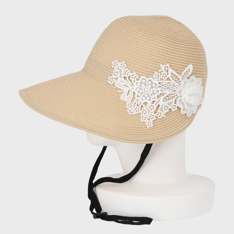 『丸洗いOK』レース付きジョッキーハット/あご紐付・サイズ調節可・UVケア・抗菌止め