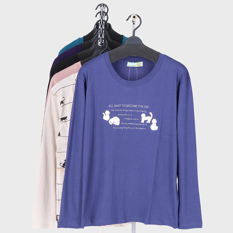 婦人大寸長袖プリントTシャツ6柄込み