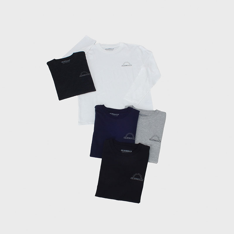 紳士大寸長袖ワンポイントプリントTシャツ