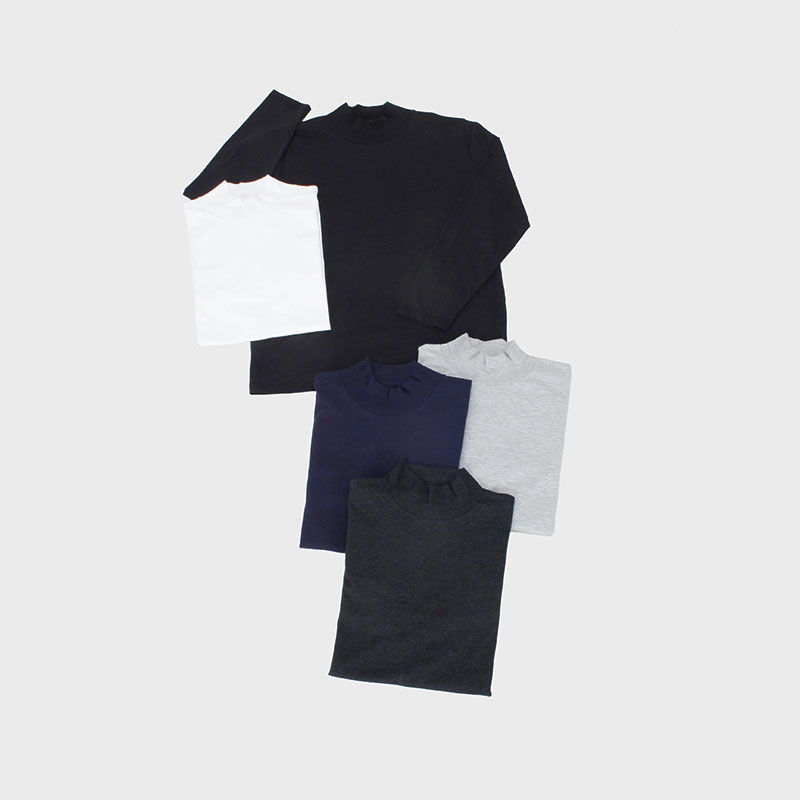 紳士長袖無地ハイネックTシャツ
