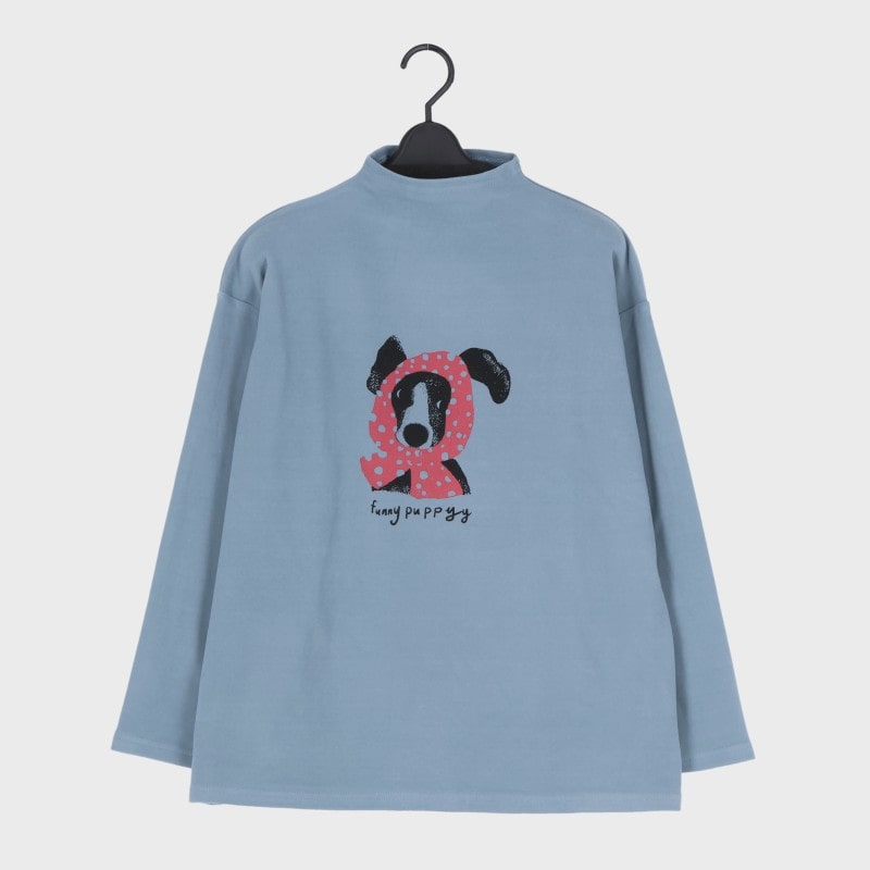 婦人ピーチ起毛前プリントカットソー(犬)