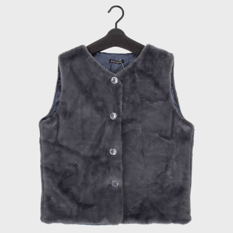 婦人前ボタンファーベスト