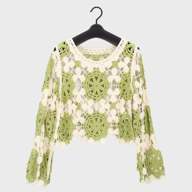 婦人かぎ針編みトップス