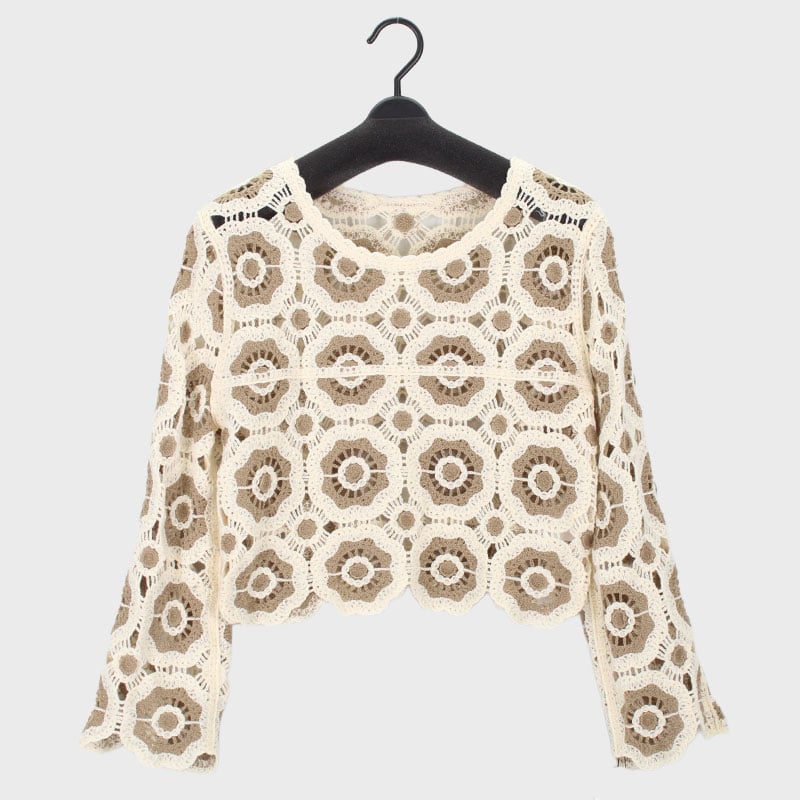 婦人かぎ針編みトップス