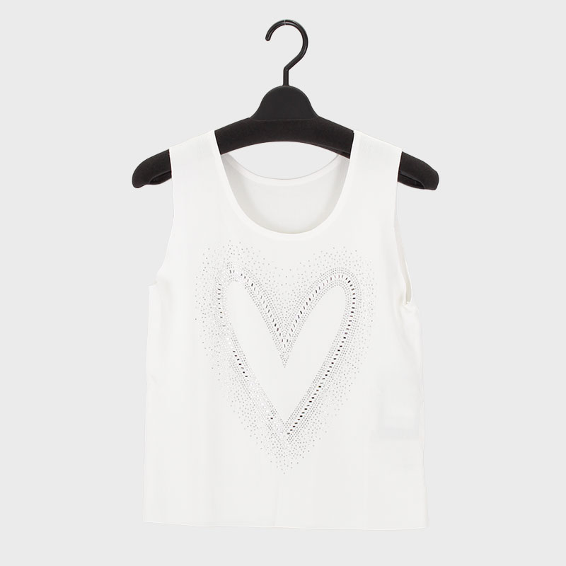 婦人キラキラストーン付きニットタンクトップ