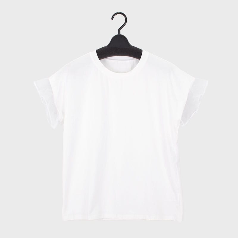 婦人『VERITE』袖チュールTシャツ