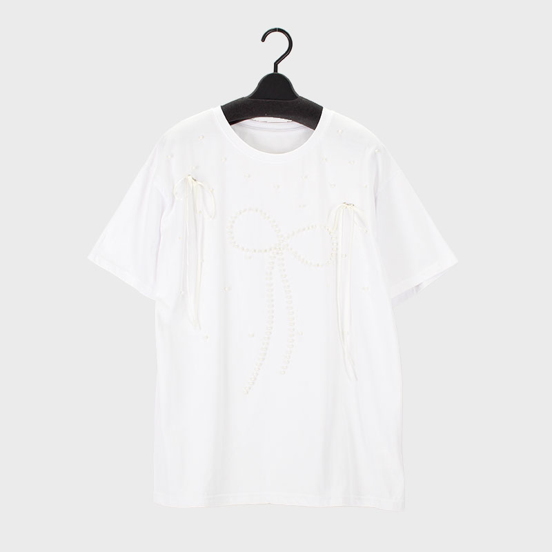婦人『VERITE』デザインTシャツ パールリボン