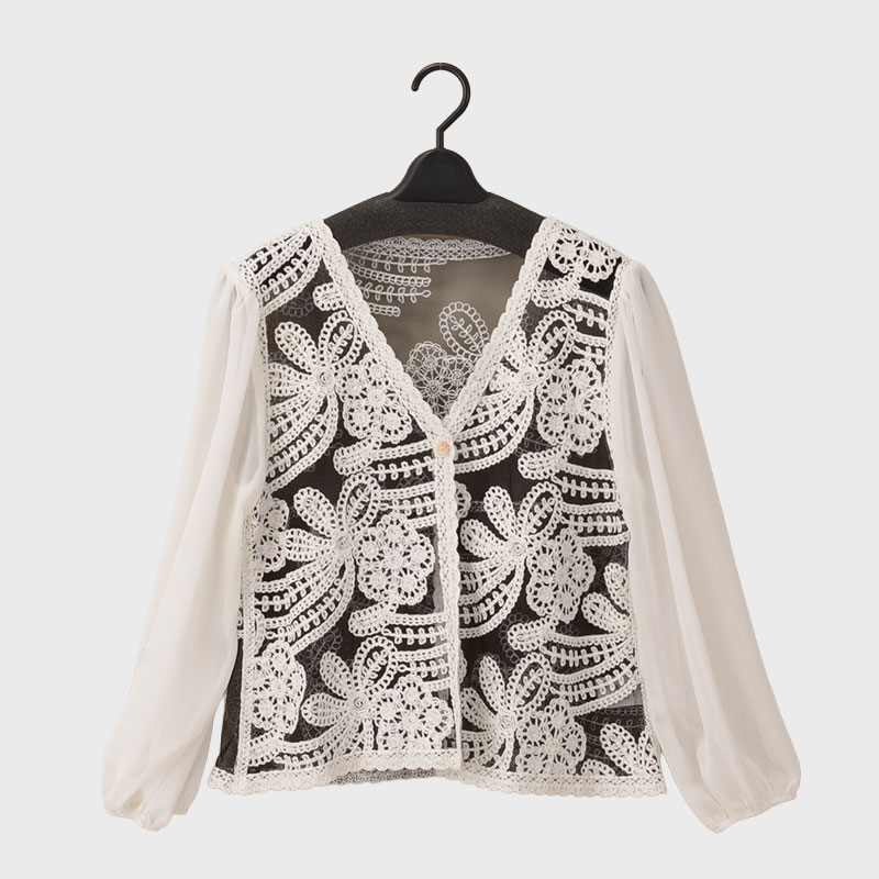 婦人『VERITE』シアー刺しゅうカーディガン