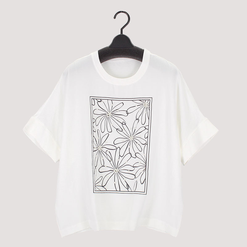 婦人『Khaki Koji』パールデザインTシャツ