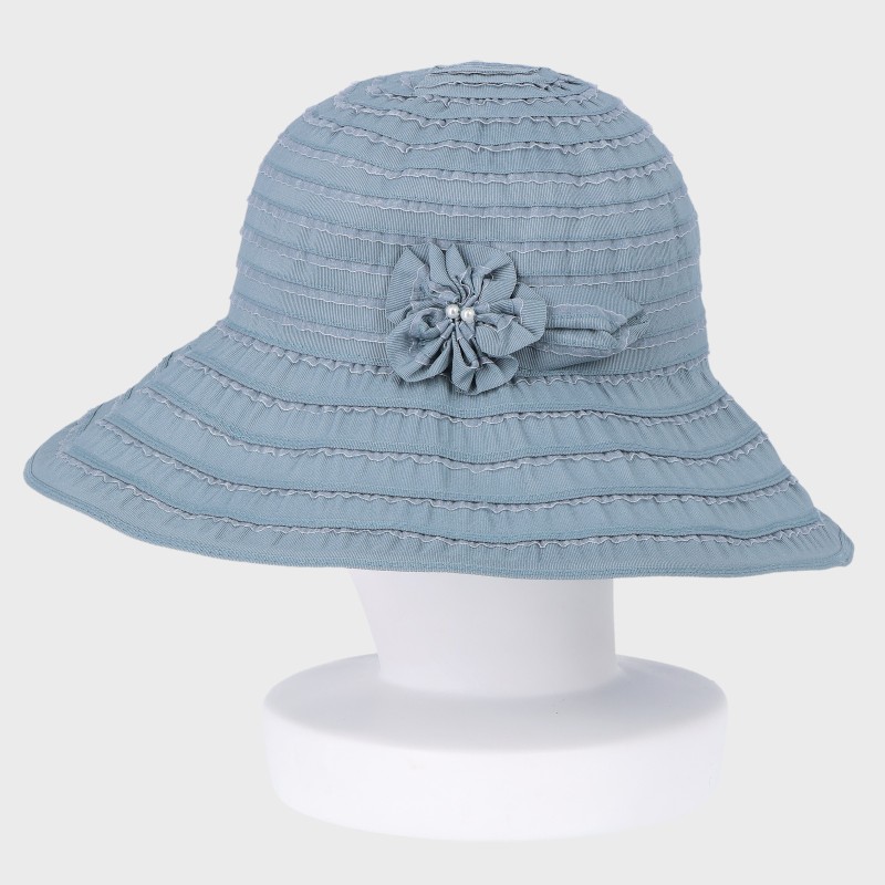 『EASY CARE〜多機能ハット〜』コサージュ付きオーガンジーブレードキャペリンハット/洗濯機洗い可能・サイズ調節可