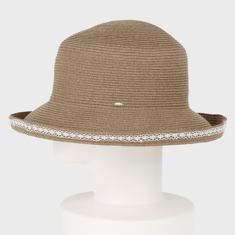 『洗えるブレードハット』ふちレースフェミニンセーラーハット/サイズ調節可・抗菌防臭・吸水速乾