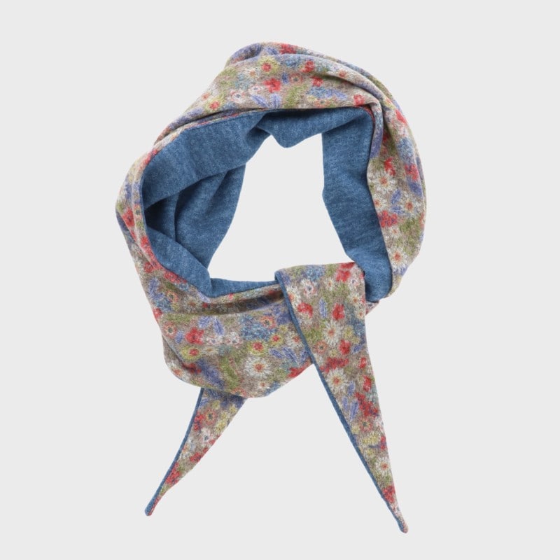 【特価】『日本製シリーズ』リバーシブル三角マフラー(小花柄)