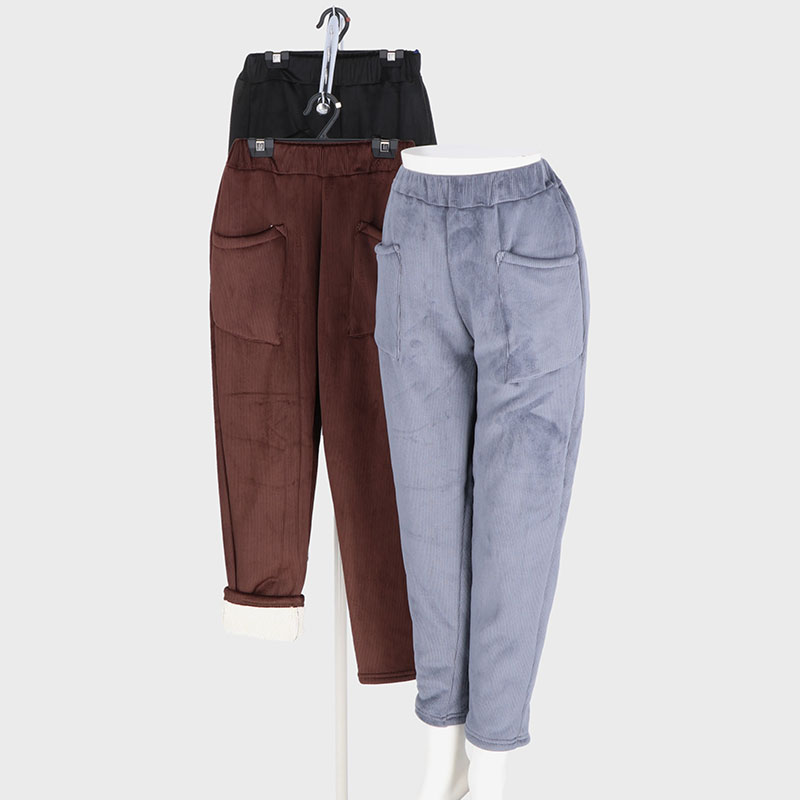 婦人裏ボアコール天貼りポケパンツ