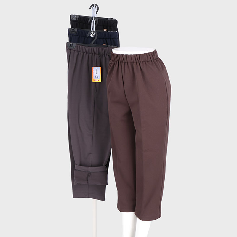 婦人日本製裏起毛無地片ポケパンツ55