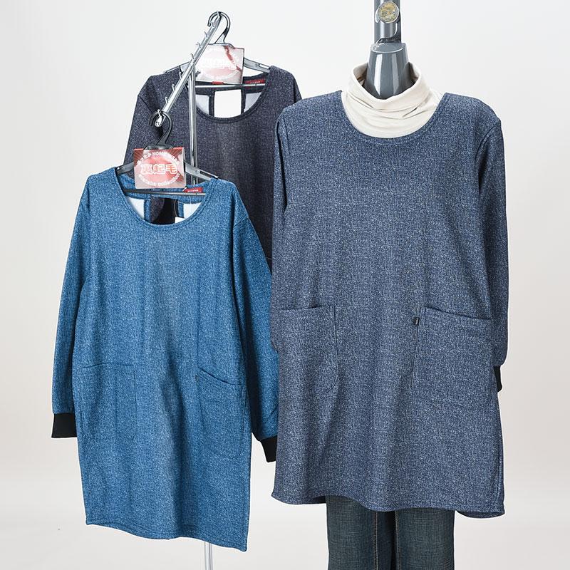 デニムプリントリブ付き裏起毛カッポー