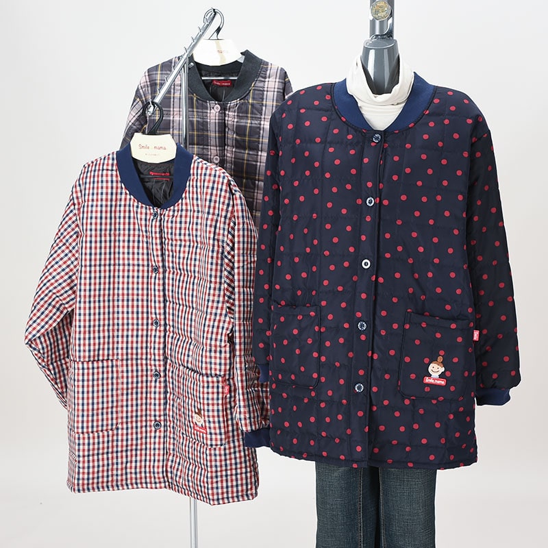 キルト中わたリブ付きスモック