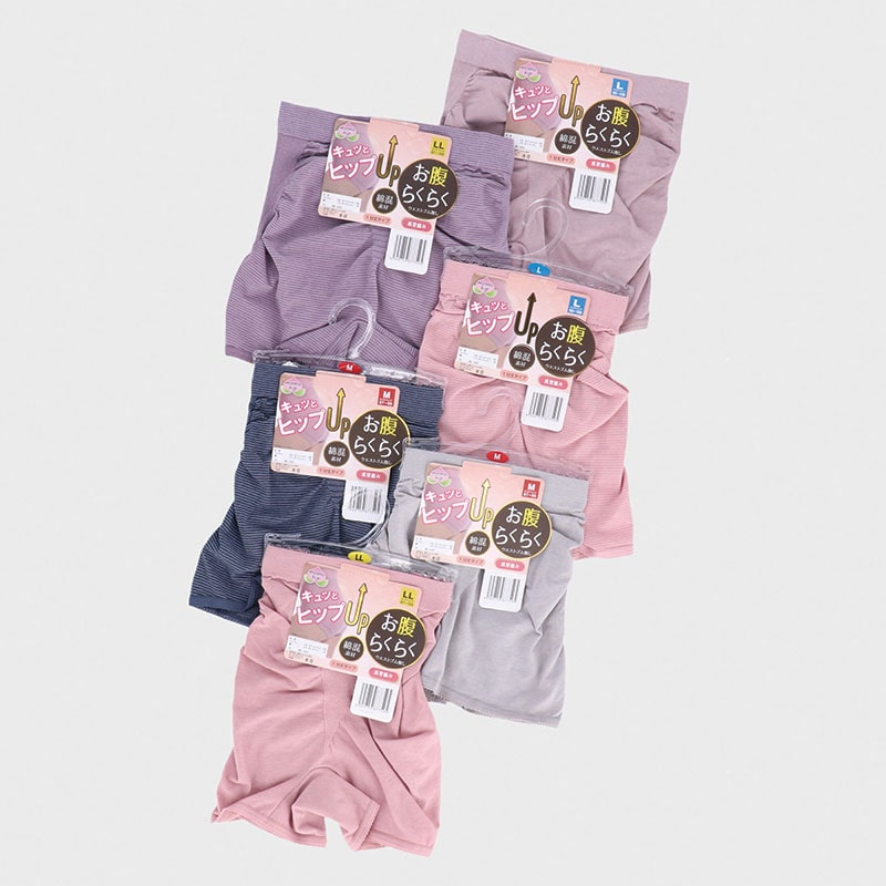 婦人綿混成型無地ボーダー込み1分丈