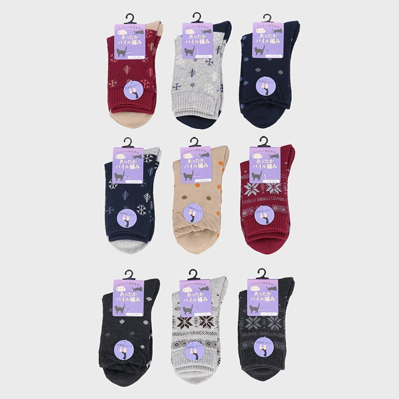 婦人綿混パイルクルーソックス「D」