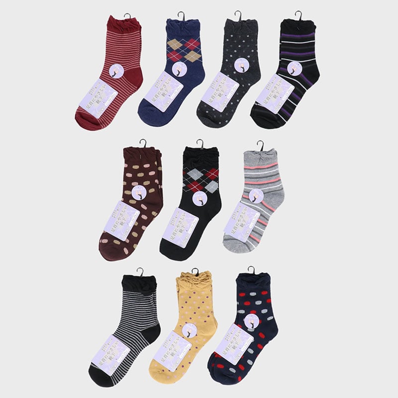 婦人綿混クルーソックス2足組「C」