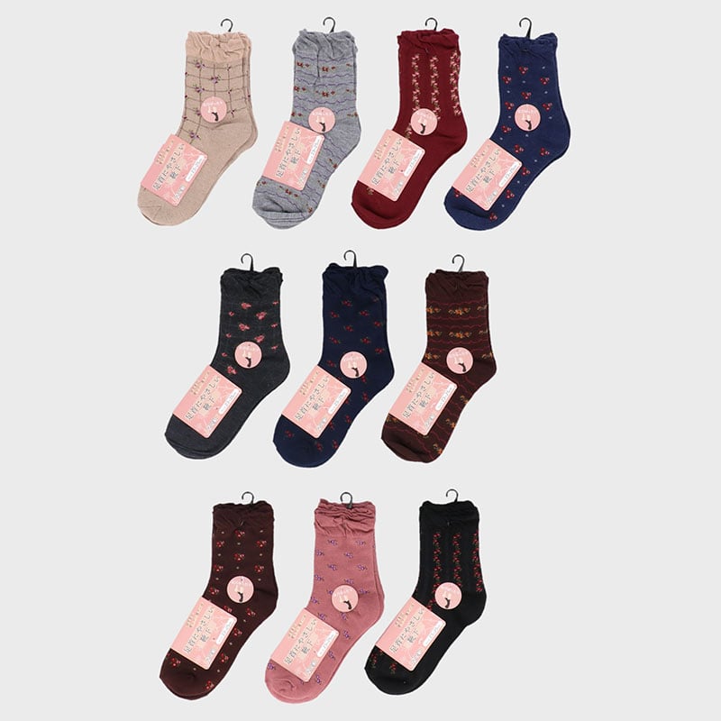 婦人綿混クルーソックス2足組「D」