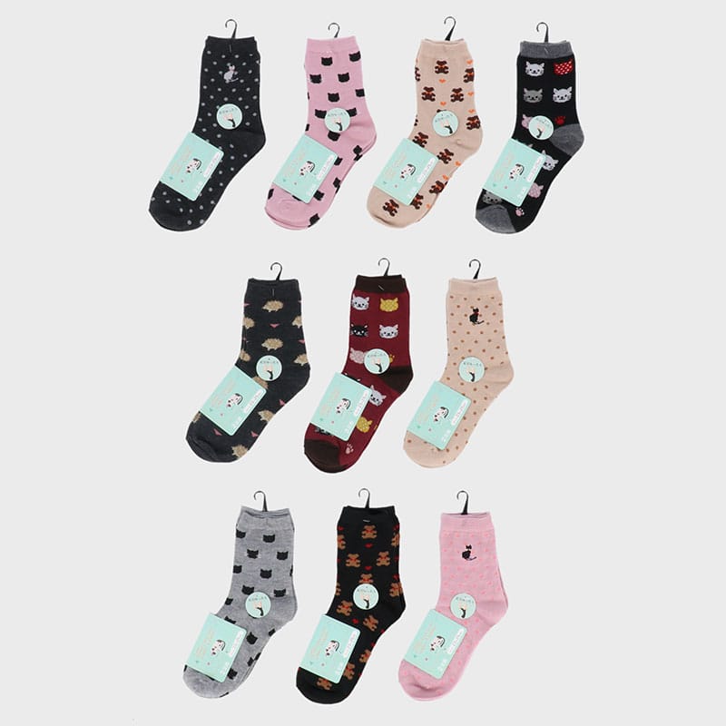 婦人綿混クルーソックス2足組「E」