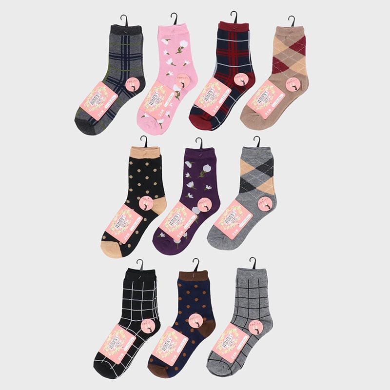 婦人綿混クルーソックス2足組「H」