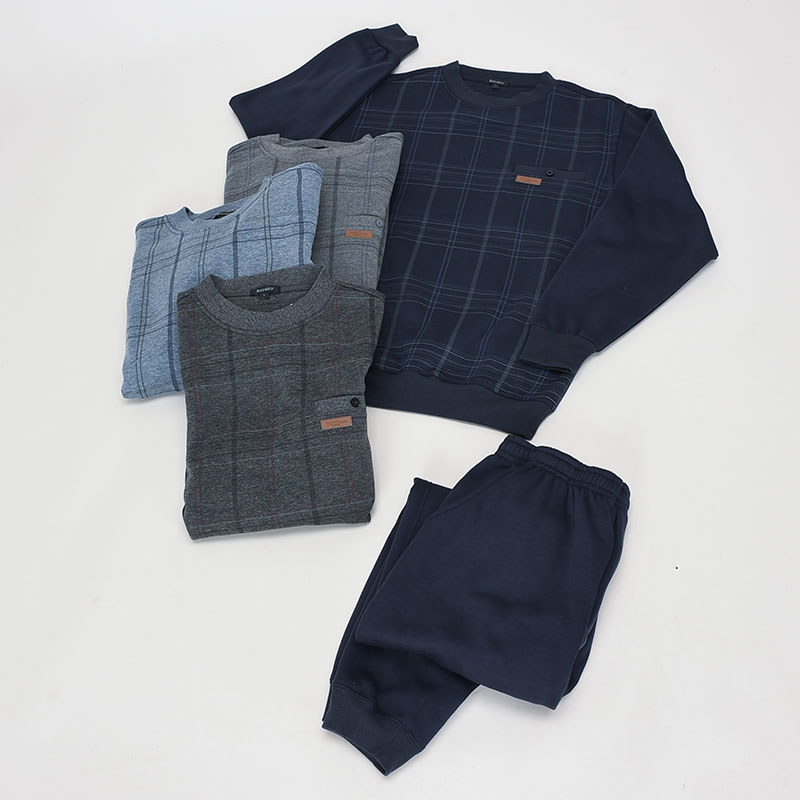 紳士裏起毛前身格子丸首スーツ