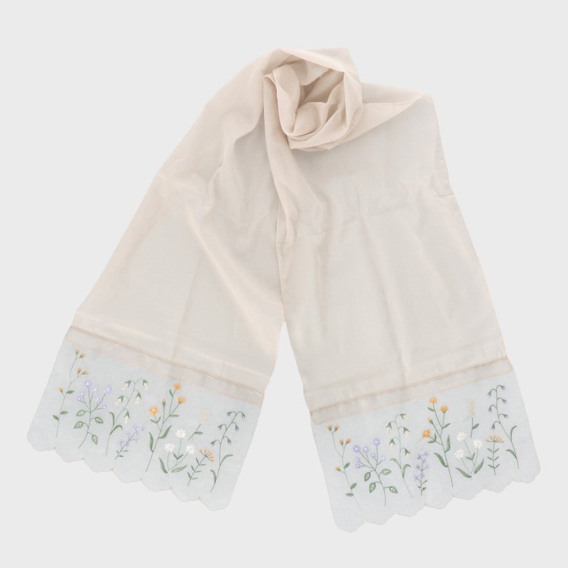 オーガンジー刺しゅうシースルーストール(ボタニカル柄)