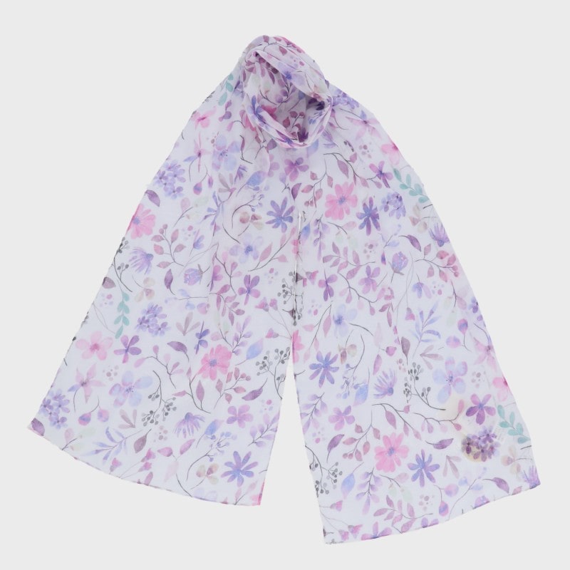 『インド製シリーズ』細幅プリントコットンスカーフ(中花柄)