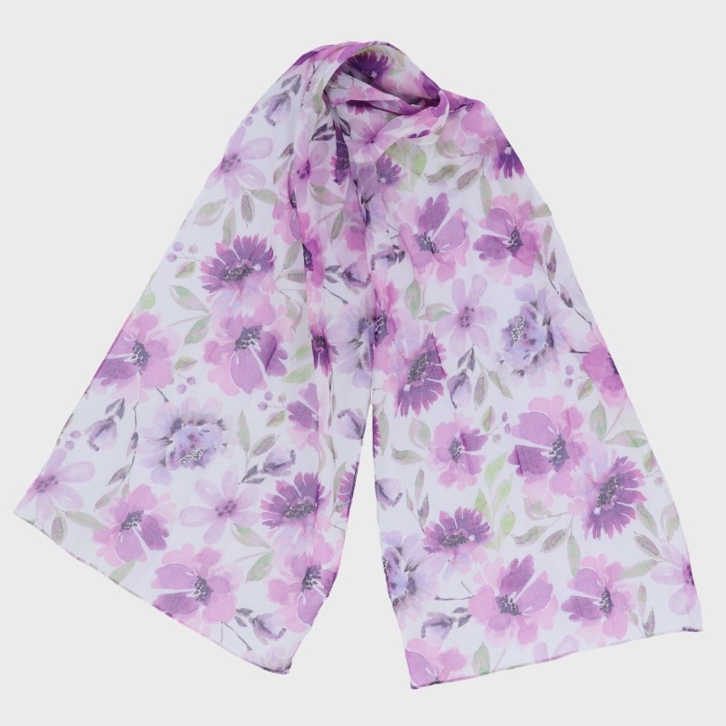 『インド製シリーズ』細幅プリントコットンスカーフ(大花柄)