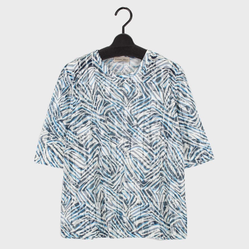婦人半袖綿オパールプリントTシャツ
