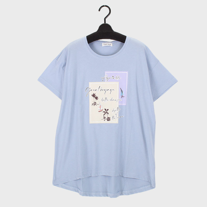 婦人半袖プリントカットソー