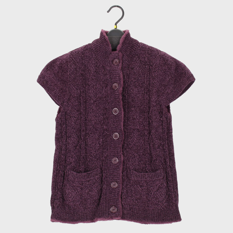 婦人S寸モール裏ボアベスト(ダイヤ柄)