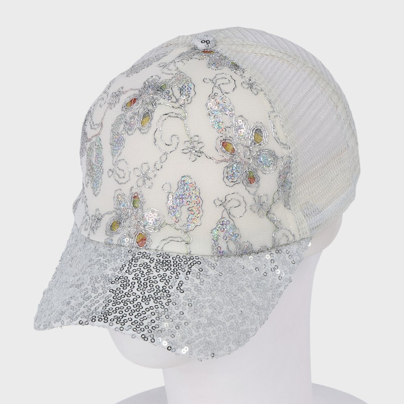 キラキラスパンコール刺しゅうメッシュCAPキャップ(オフ)