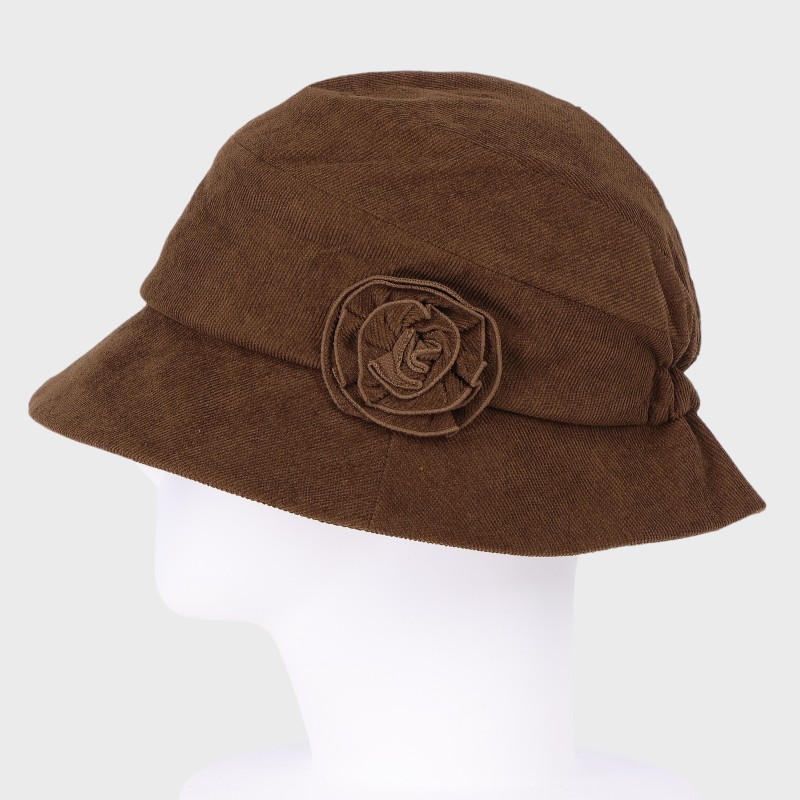 『吸湿裏暖』コサージュ付きうしろゴム入りハット
