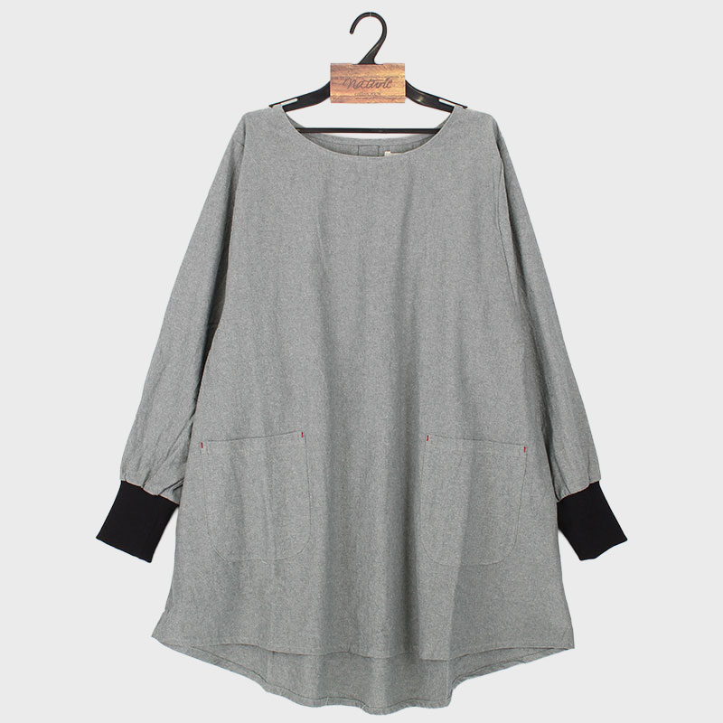 婦人綿100袖リブ付きタブリエエプロン