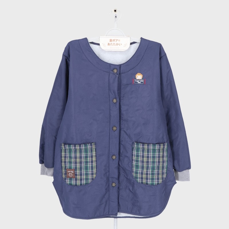 婦人裏ボア袖リブ付きスモック