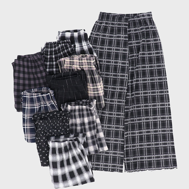 婦人プリーツプリントワイドパンツ