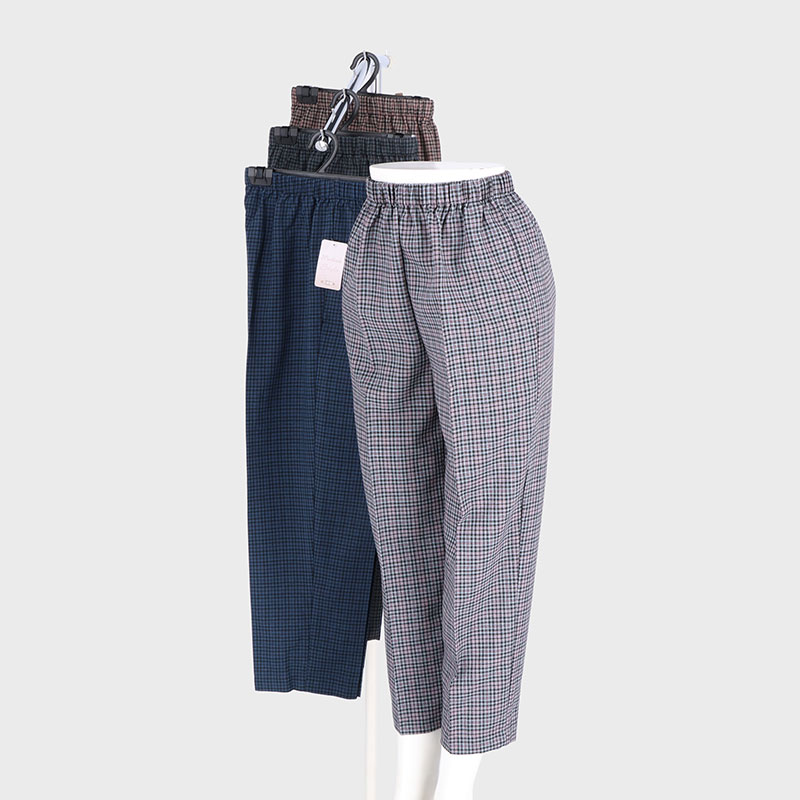 婦人日本製格子片ポケパンツ