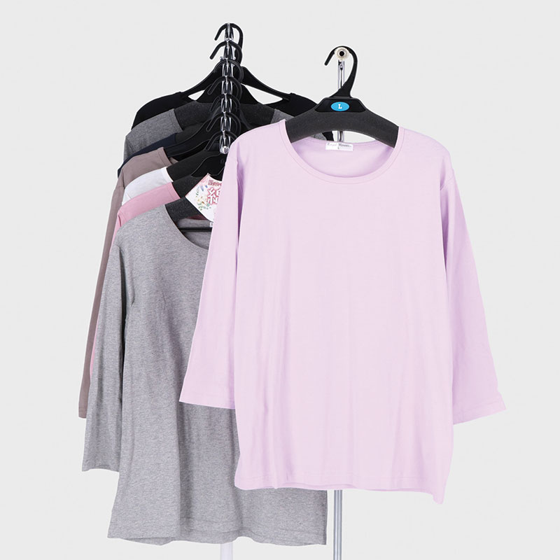 婦人7分袖綿100無地Tシャツ