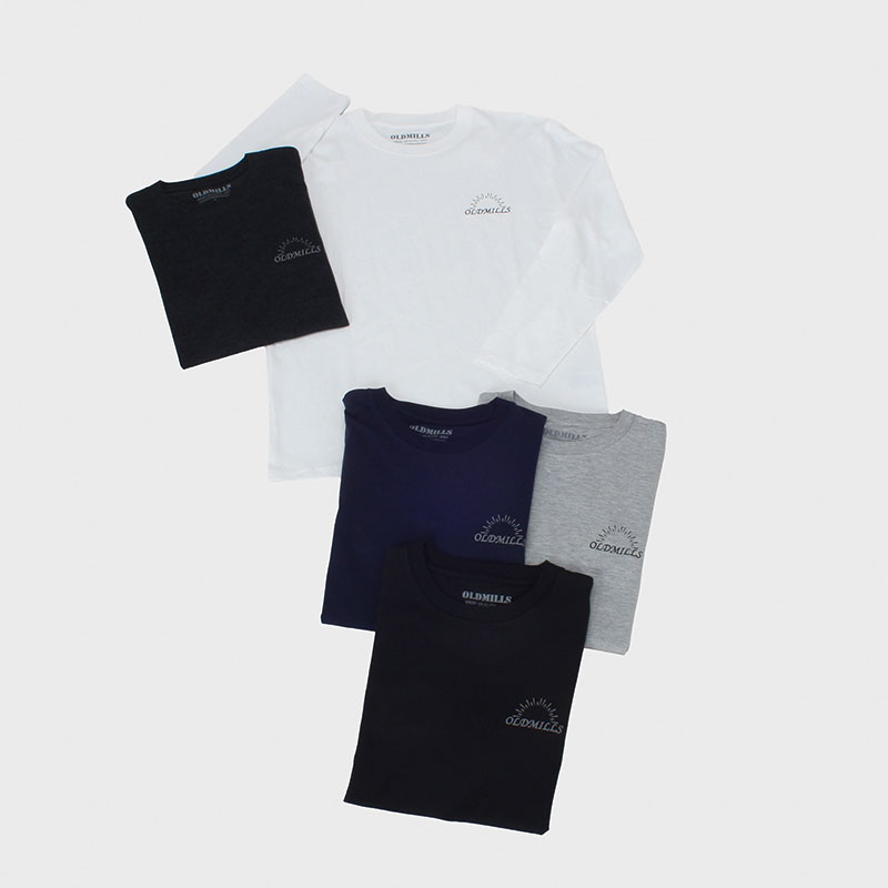 紳士大寸長袖ワンポイントプリントTシャツ