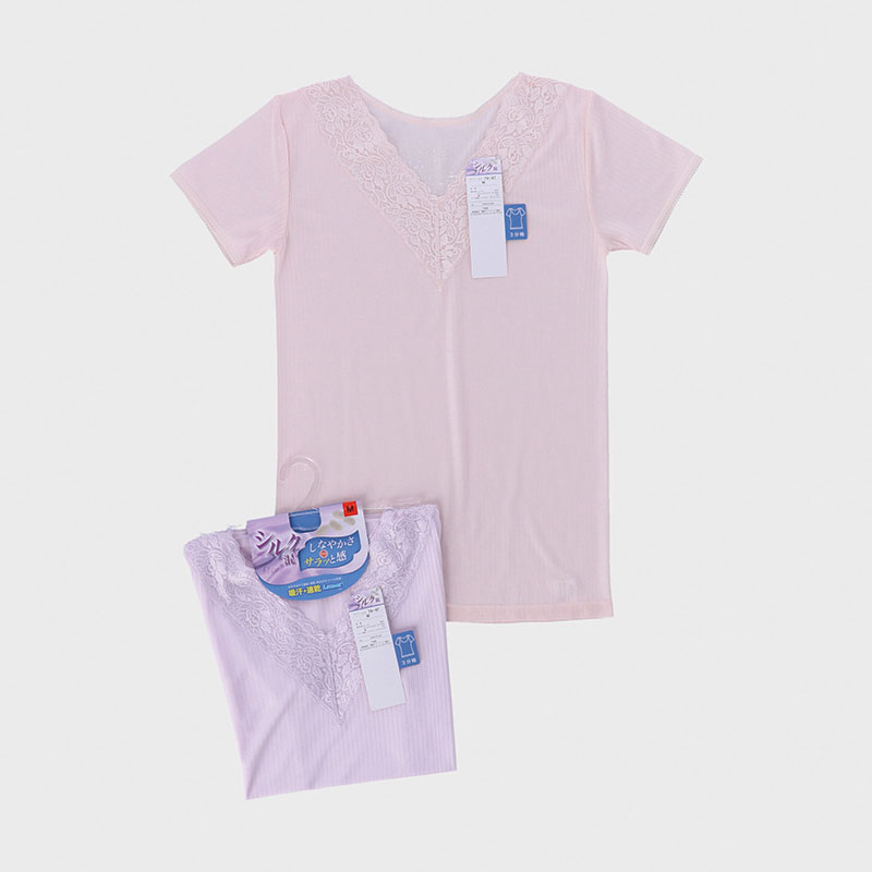 吸汗速乾シルク混3分袖