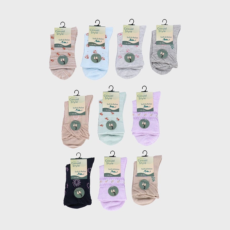 婦人綿混クルーソックス「C」